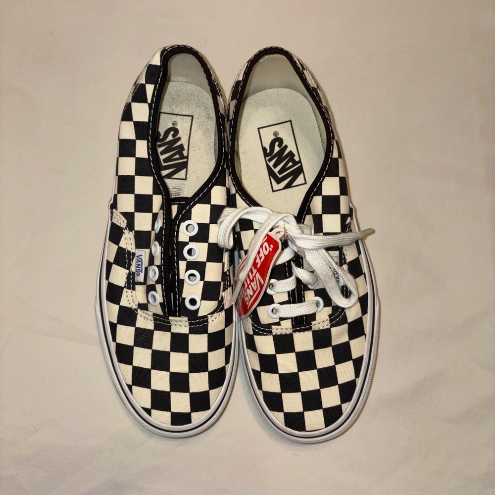 Vans Checkerboard Lace-Up Sneakers - Black & White